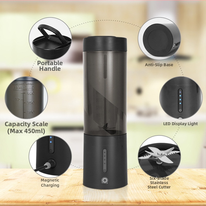 Prenosný odšťavovač s vstavanou batériou, 150W, objem 401–600 ml, viac ako 5 ostrí, PC potravinársky plast