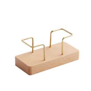 Mountain držač vizitki – drvo crnog oraščića i bukovo drvo, jednostruki sloj, geometrijski dizajn.