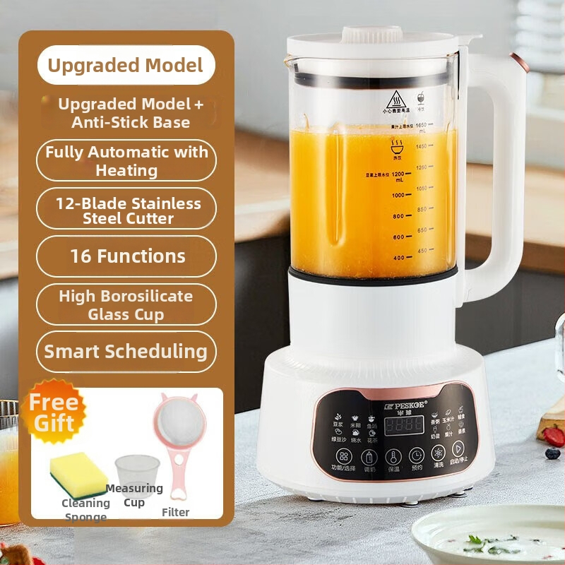 Viacúčelový mlynček na sójové mlieko a šťavy s polovičnou guľou – kapacita 1,2 L+, dotykové ovládanie, mletie bez filtra, 3D vykurovanie, horúce sušenie a sterilizácia