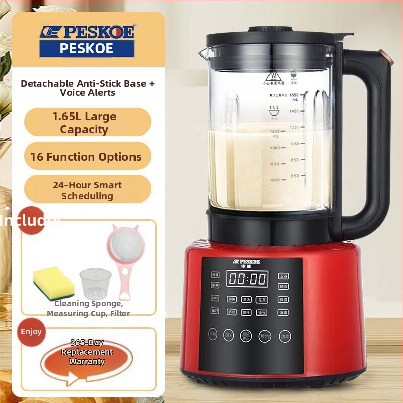 Viacúčelový mlynček na sójové mlieko a šťavy s polovičnou guľou – kapacita 1,2 L+, dotykové ovládanie, mletie bez filtra, 3D vykurovanie, horúce sušenie a sterilizácia