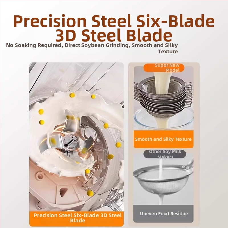 Stroj na sójové mlieko, nerezové telo, 800 W, mletie bez sitka, ohrev spodnej dosky, udržiava teplo pre 4–5 porci