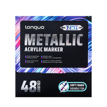 Blue Fruit Μεταλλικοί ακρυλικοί μαρκαδόροι με διπλή άκρη — σετ για το δημοτικό σχολείο, για ζωγραφική και γραμμή, μπορούν να στοιβαχτούν