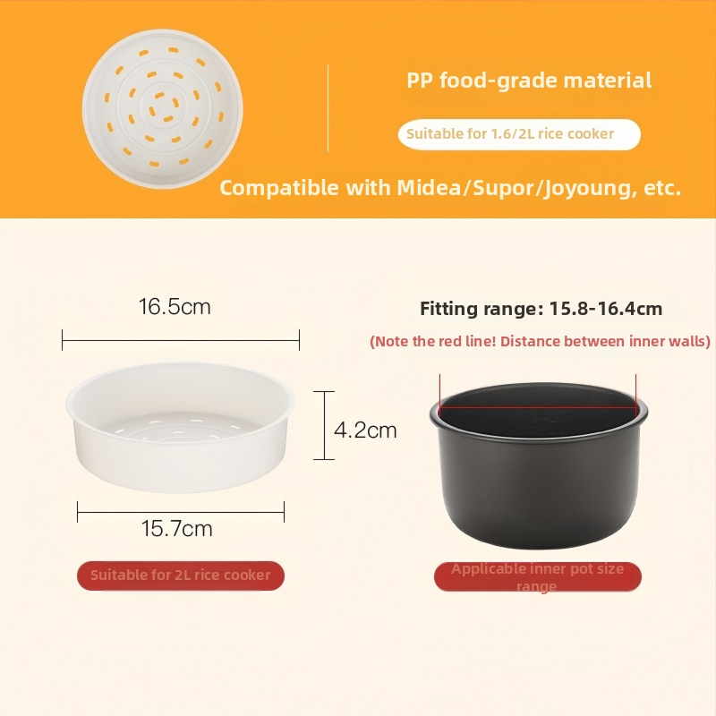 Parný rošt pre hrniec na ryžu Midea — potravinárskej kvality, s jednou úrovňou, kompatibilný s 2L/3L/4L/5L nádobami