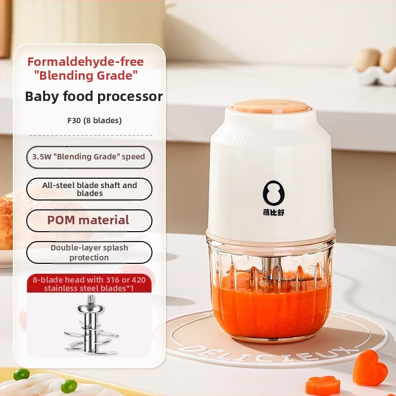 Procesor za bebinu hranu – kompaktni višenamjenski blender za pire od voća i rižine kaše, kapacitet 300 ml, mehaničko upravljanje, 111–240 V, do 10 000 RPM, 1 oštrica.
