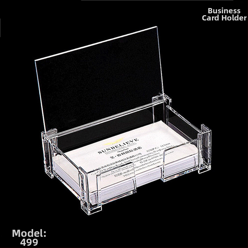 Držiak vizitiek, PS materiál, model 499, jednovrstvý, geometrický tvar, možnosť tlače loga