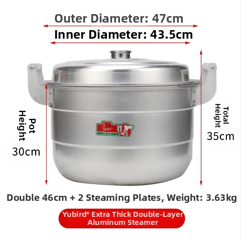 Hlinírový dvojúrovňový parný hrniec, s jednopodlažným dnom, univerzálny pre všetky platne