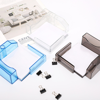 Prozirni plastični organizator za bilješke 3-u-1 s držačem za olovku i kutijom za vizitke, model 3012, PS materijal, s otisnutim logom