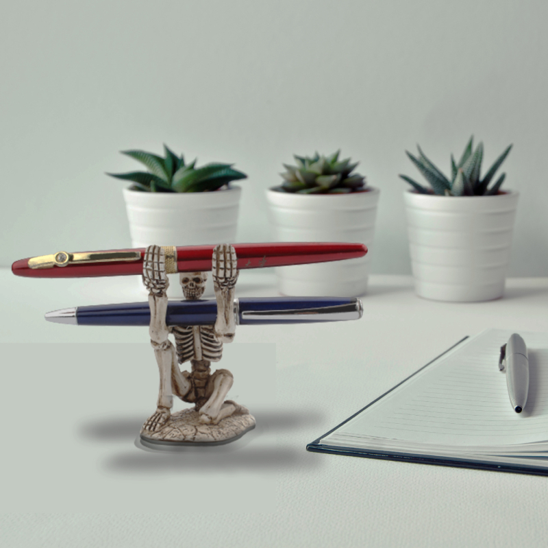 Δοχείο μολυβιών με κρανίο από ρητίνη, διακοσμητικό γραφείου επιτραπέζιο (Μάρκα: Maimeng; Υλικό: ρητίνη; Μοντέλο: MH21004)