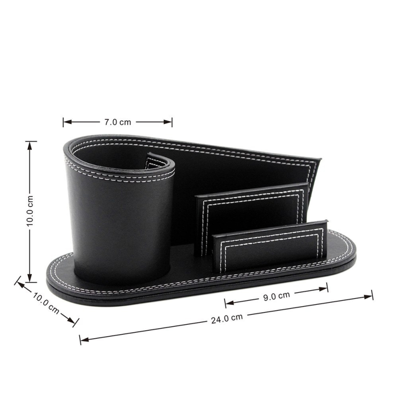 Organizator de birou din piele, suport pentru pix și carduri de vizită, model a1470, stil rețea dublă, capacitate 20, personalizare disponibilă