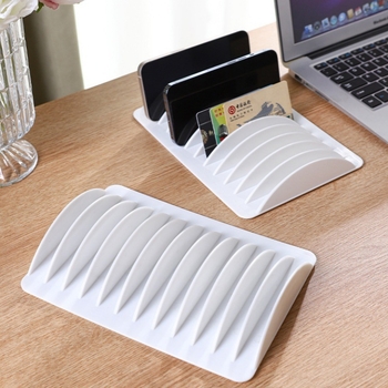 Plastična kutija za pohranu s višestrukim pretincima za kartice, vizitke i kućišta za telefone — 1-slojni stolni organizator, model snh01915