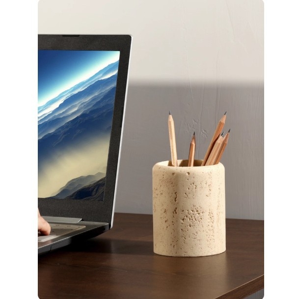 Keramički držač za olovke s teksturom kamena, moderan minimalistički stil, vodootporan, kapacitet 18 L