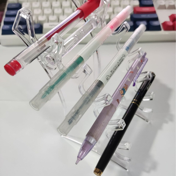 Ακρυλικό επιτραπέζιο κρατήρας για στυλό και οργανωτής, διαφανές εκθεσιακό ράφι, μοντέλο B-02, PS πλαστικό, εκτυπωμένο λογότυπο, δυνατότητα παραμετροποίησης