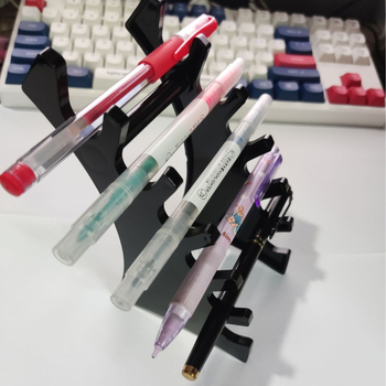 Ακρυλικό επιτραπέζιο κρατήρας για στυλό και οργανωτής, διαφανές εκθεσιακό ράφι, μοντέλο B-02, PS πλαστικό, εκτυπωμένο λογότυπο, δυνατότητα παραμετροποίησης