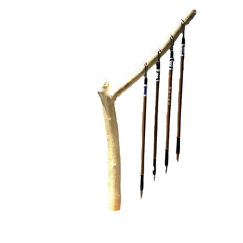 Ξύλινο ράφι για πινέλα και στυλό, κινεζικού στυλ, με μοτίβο ρίζας και απλό σχέδιο, κρεμαστό τοίχου