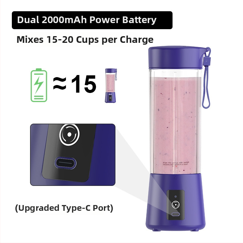 Prenosný šesťčepeľový pohár na džús, mini multicfunkčný odšťavovač, 150 W, 20 001–22 000 rpm, objem 401–600 ml, potravinársky PC materiál