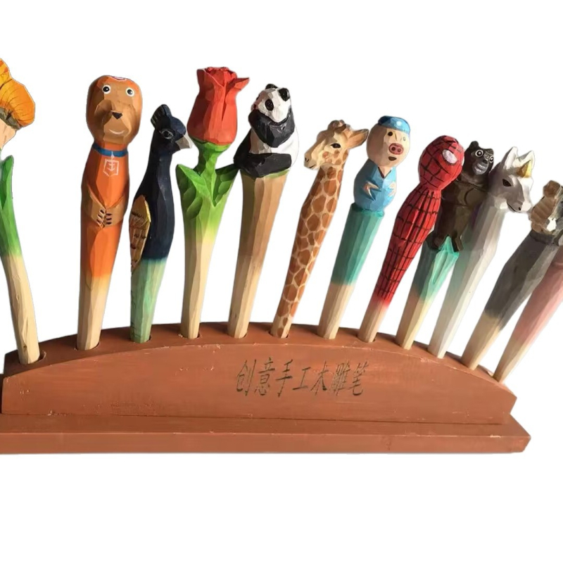 Χειροποίητος ξύλινος κρατήρας στυλό με 12 οπές, από συμπαγές ξύλο, κωδικός BshDnTKk