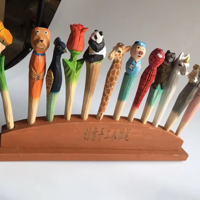 Χειροποίητος ξύλινος κρατήρας στυλό με 12 οπές, από συμπαγές ξύλο, κωδικός BshDnTKk