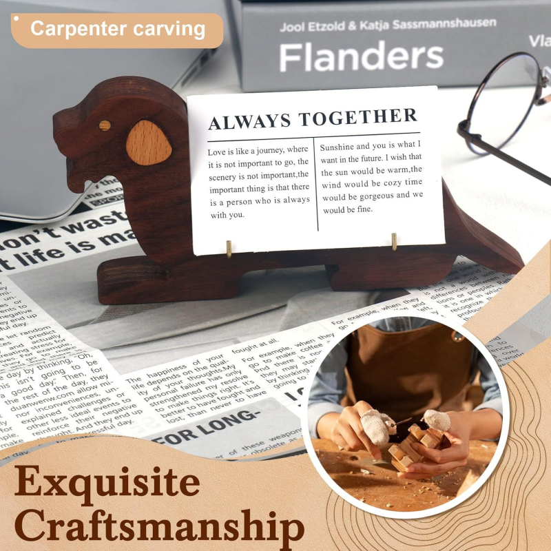 Suport pentru carduri din lemn - formă caricatură, suport de birou cu un singur nivel, imprimare a siglei, personalizare