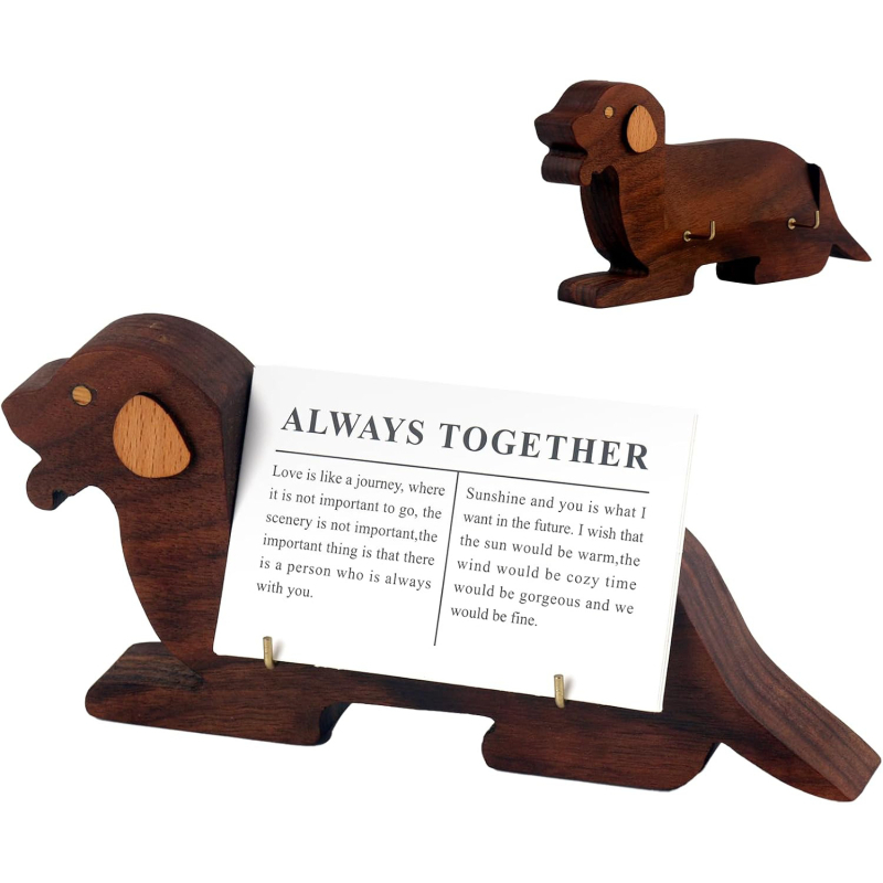 Suport pentru carduri din lemn - formă caricatură, suport de birou cu un singur nivel, imprimare a siglei, personalizare