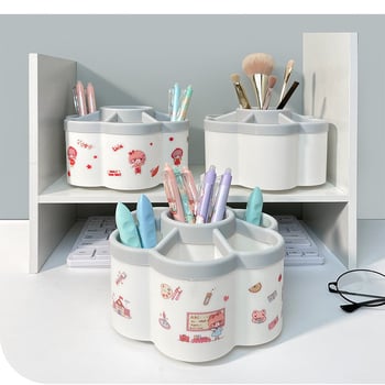 Περιστρεφόμενος κρατήρας στυλό, πολυλειτουργικός οργανωτής γραφείου με μεγάλο χώρο, στρογγυλός και πλαστικός