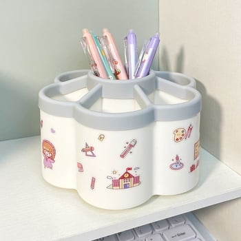 Περιστρεφόμενος κρατήρας στυλό, πολυλειτουργικός οργανωτής γραφείου με μεγάλο χώρο, στρογγυλός και πλαστικός