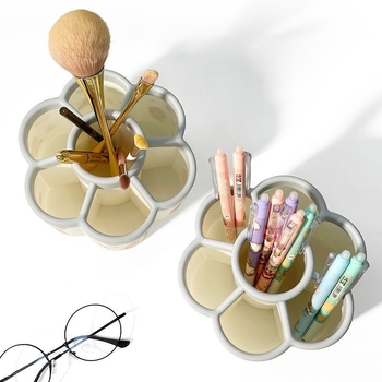 Περιστρεφόμενος κρατήρας στυλό, πολυλειτουργικός οργανωτής γραφείου με μεγάλο χώρο, στρογγυλός και πλαστικός