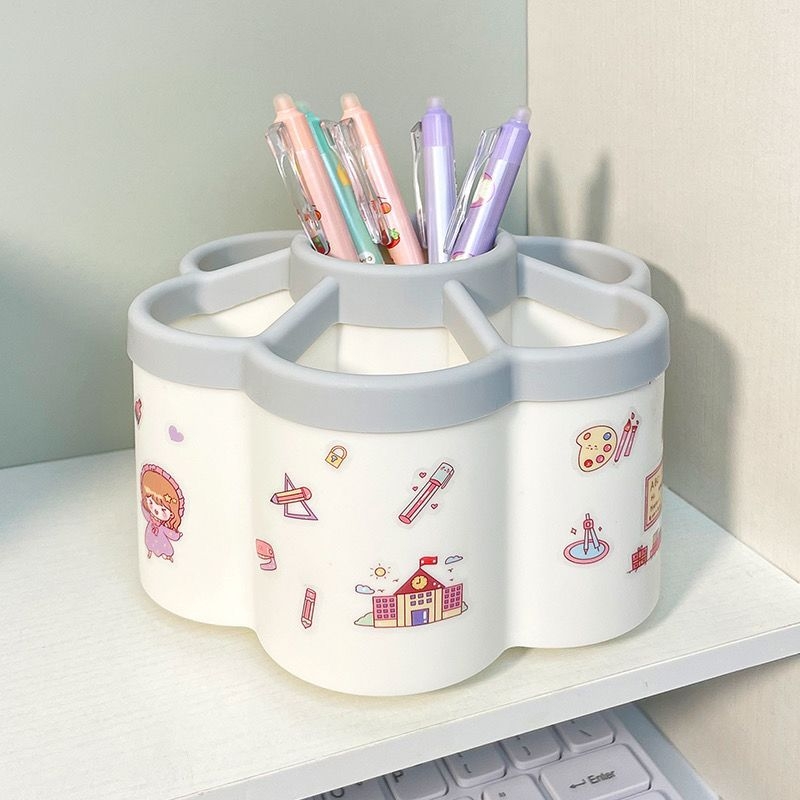Περιστρεφόμενος κρατήρας στυλό, πολυλειτουργικός οργανωτής γραφείου με μεγάλο χώρο, στρογγυλός και πλαστικός