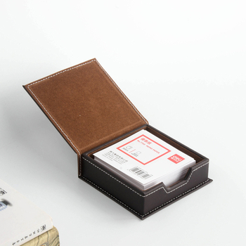 Kožna kutija za bilješke na stolu, Muhuashi, model MHS-BQH, drži jednu ljepljivu bilježnicu, ispisan logo: OK