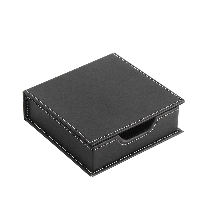 Kožna kutija za bilješke na stolu, Muhuashi, model MHS-BQH, drži jednu ljepljivu bilježnicu, ispisan logo: OK