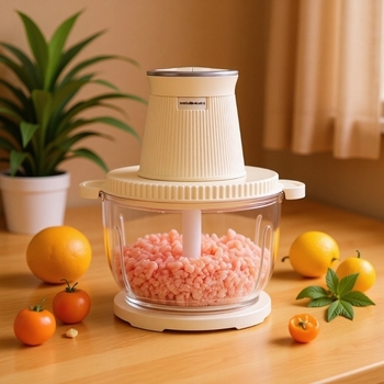 Domáce mlynček na mäso 2,5 l — plne automatický, multifunkčný, s 4 čepeľami a sklenenou nádobou, druhá rýchlosť