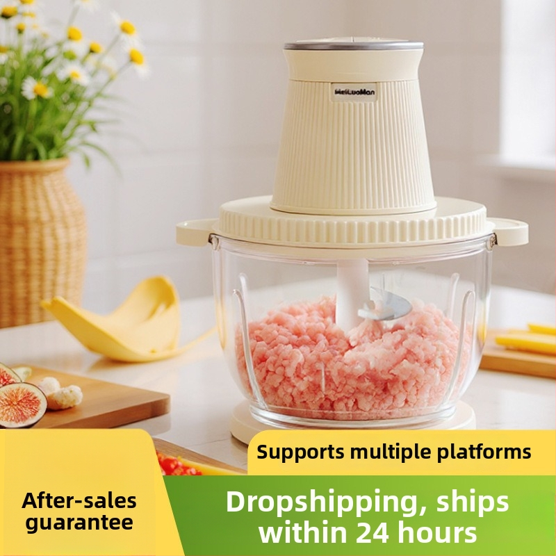 Domáce mlynček na mäso 2,5 l — plne automatický, multifunkčný, s 4 čepeľami a sklenenou nádobou, druhá rýchlosť