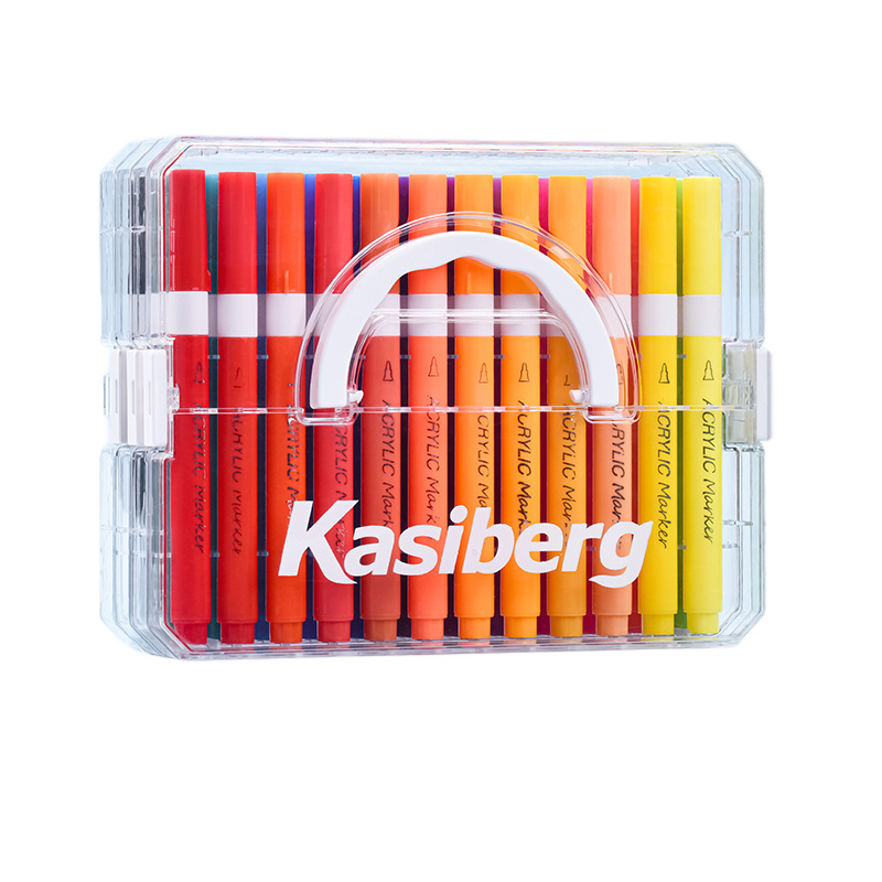 Μαρκαδόρος ακρυλικός με απαλό άκρο και κουτί που στοίβαζεται, αδιαφανές χρώμα; Cassiberg; επιλογές 24/36/48/60/72 χρώματα; βασική συσκευασία