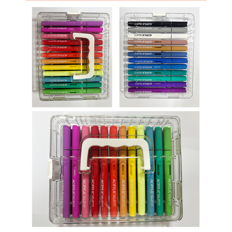 Fanfeng Direct Liquid Propylene Mark Pen με μαλακή άκρη πινέλου για ακουαρέλα, 48 άκρα, διαφανές κουτί συσκευασίας