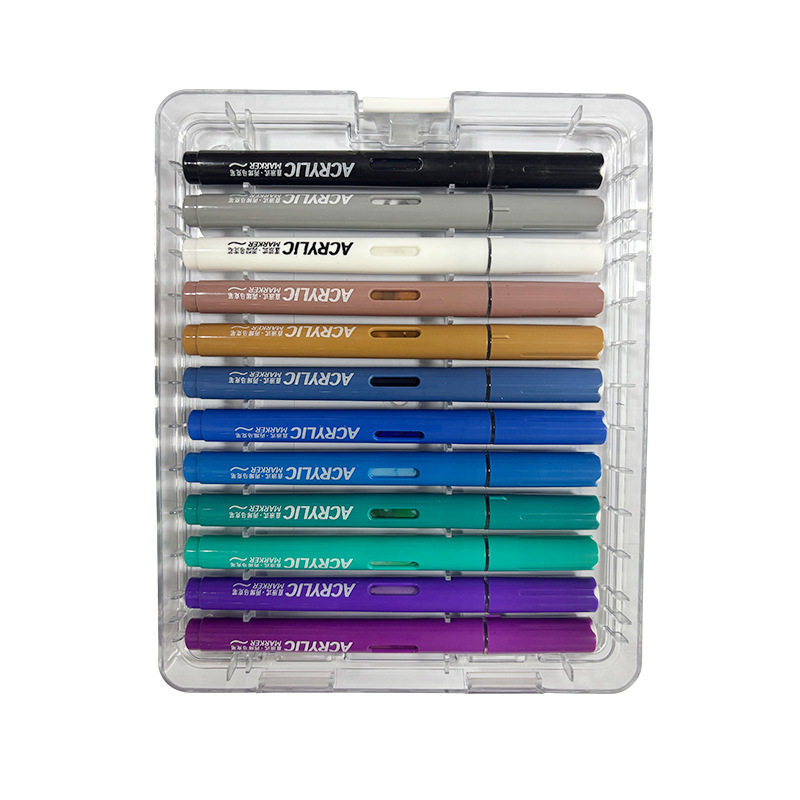 Fanfeng Direct Liquid Propylene Mark Pen με μαλακή άκρη πινέλου για ακουαρέλα, 48 άκρα, διαφανές κουτί συσκευασίας