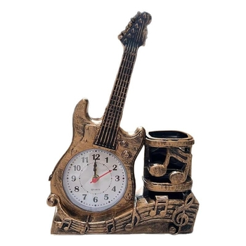 Ξυπνητήρας σε μορφή κιθάρας με θήκη για στυλό – πλαστικό επιτραπέζιο ρολόι, τριγωνικού σχήματος, μοντέλο 456