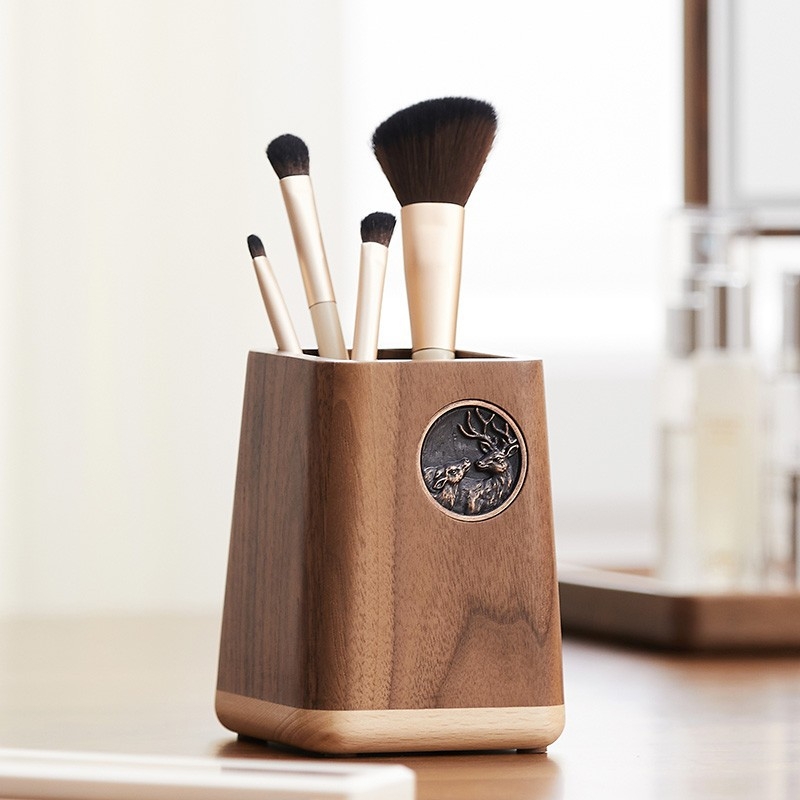 Ξύλινη θήκη για στυλό, τετράγωνος οργανωτής γραφείου, μοντέλο a21, εκτύπωση λογοτύπου κατ' παραγγελία, επεξεργασία κατά παραγγελία