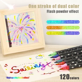 Μαρκαδόρος με διπλό άκρο και γέλη για ακρυλικά χρωστικά — για παιδικά χειρόγραφα πόστερ · επιλογές επαναφόρτισης: 24/48/72/96