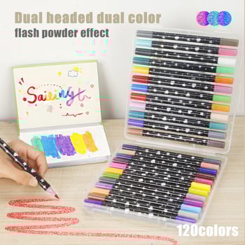 Μαρκαδόρος με διπλό άκρο και γέλη για ακρυλικά χρωστικά — για παιδικά χειρόγραφα πόστερ · επιλογές επαναφόρτισης: 24/48/72/96