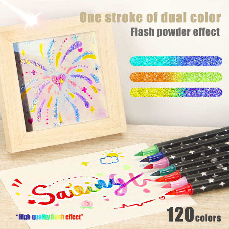 Μαρκαδόρος με διπλό άκρο και γέλη για ακρυλικά χρωστικά — για παιδικά χειρόγραφα πόστερ · επιλογές επαναφόρτισης: 24/48/72/96