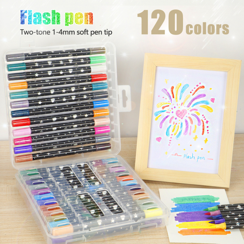 Μαρκαδόρος με διπλό άκρο και γέλη για ακρυλικά χρωστικά — για παιδικά χειρόγραφα πόστερ · επιλογές επαναφόρτισης: 24/48/72/96