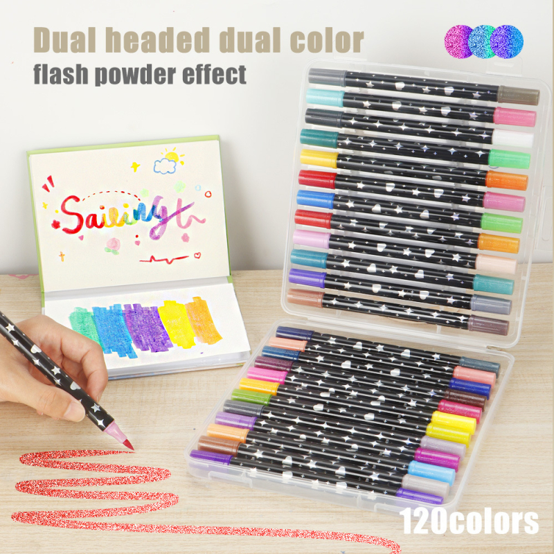 Μαρκαδόρος με διπλό άκρο και γέλη για ακρυλικά χρωστικά — για παιδικά χειρόγραφα πόστερ · επιλογές επαναφόρτισης: 24/48/72/96