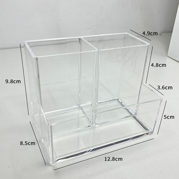 Kutija za olovke sa tri odjeljka, proziran PET materijal, kapacitet 1 L, japanski stil
