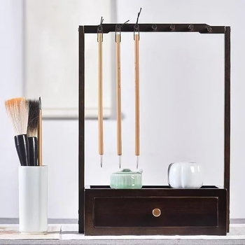 Fenbai Faanyagból készült fiókos toll- és ecsettartó kaligráfiához, multifunkcionális, modell Drawer pen holder-02