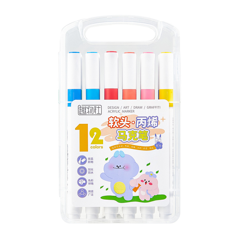 Ακρυλικός μαρκαδόρος με μαλακό άκρο, μεγάλης χωρητικότητας, ανθεκτικός στη διαρροή, για μαθητές, με επιλογή ετικέτας