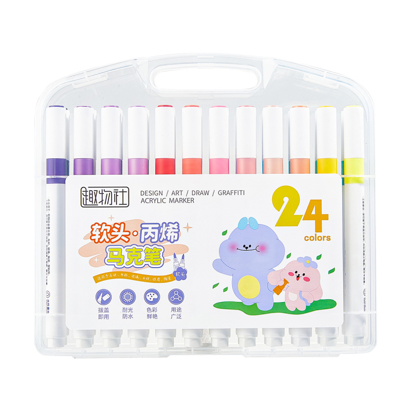 Ακρυλικός μαρκαδόρος με μαλακό άκρο, μεγάλης χωρητικότητας, ανθεκτικός στη διαρροή, για μαθητές, με επιλογή ετικέτας