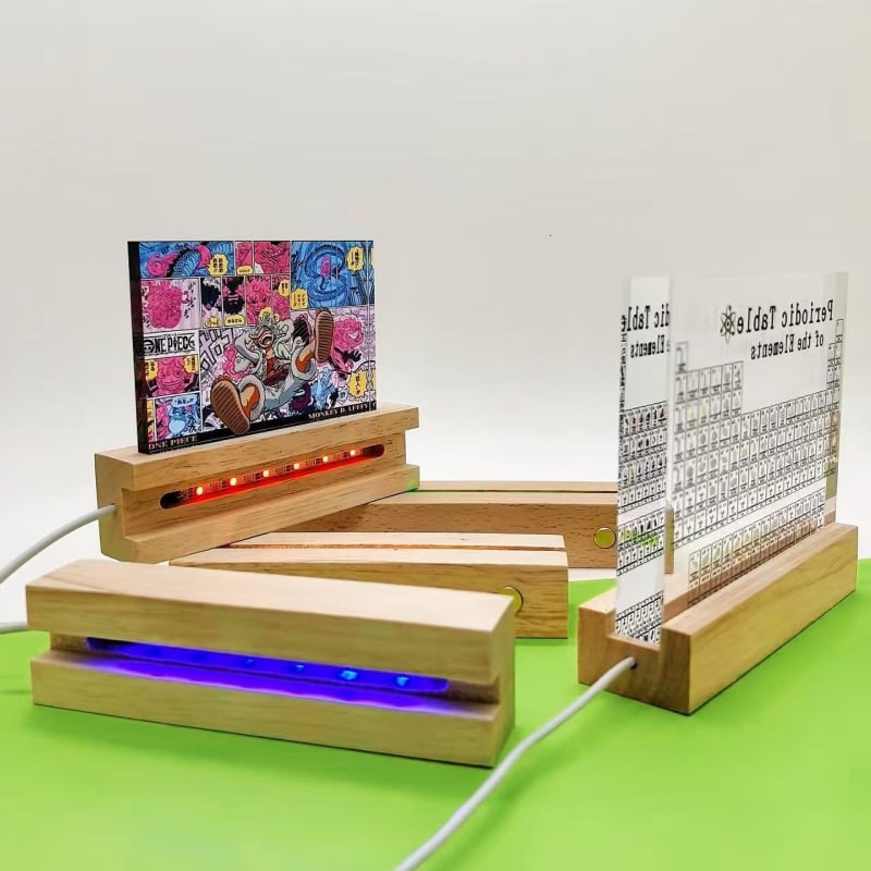 Drvena duga baza lampe, noćna svjetiljka u korejskom stilu za DIY animacijske kartice, akrilne ukrasne figure