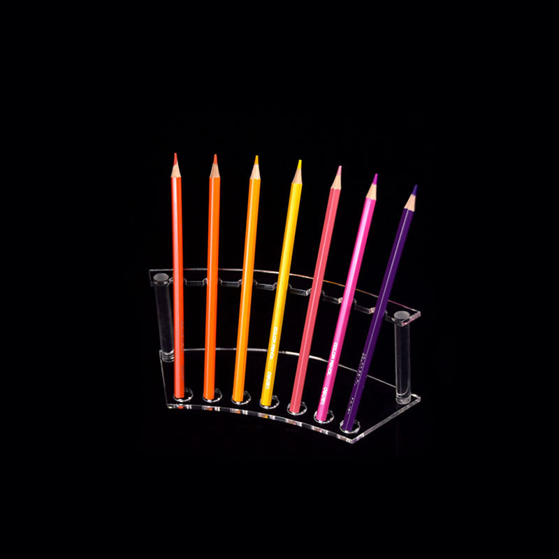 Prozirni akrilni stalak za olovke s kružnim otvorima, tisk logotipa, prilagodljiv (Brand: Gold powder family; Materijal: proziran akril; Ispis logotipa: Da; Prilagodljivost: Da)