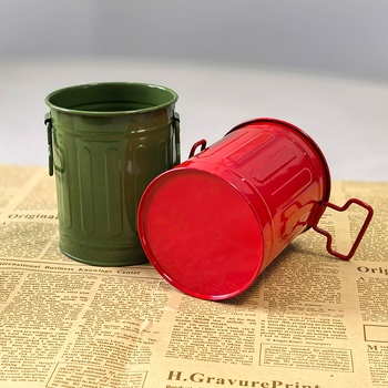 Fém asztali tolltartó és pozsgás növényekhez való edény, kör alakú többfunkciós vas vödör, dekoratív dísz, logó nyomtatás elérhető