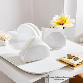 Keramický držiak servítok a krabička na vizitky pre reštaurácie - nordický štýl, ručne vyrobené, prispôsobiteľné