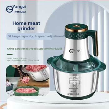 Elektrický mlynček na mäso s lisovačom cesnaku a miesičom cesta, kapacita 5–10 l, nerezová oceľ, 5-stupňové nastavenie rýchlosti, poloautomatický režim